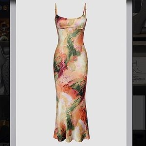 Micas Abstract Maxi Slip Dress